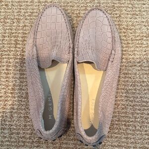 M. Gemi Croc-Embossed Loafers - Cream